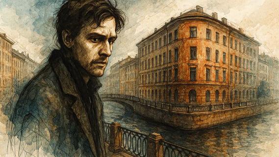 Illustration of Raskolnikov in St Petersburg
