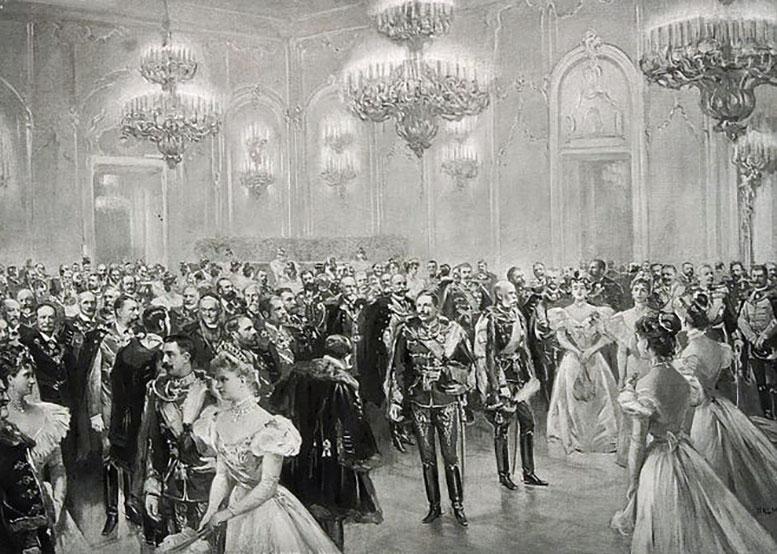 Illustration of a 19th-century Russian society gathering