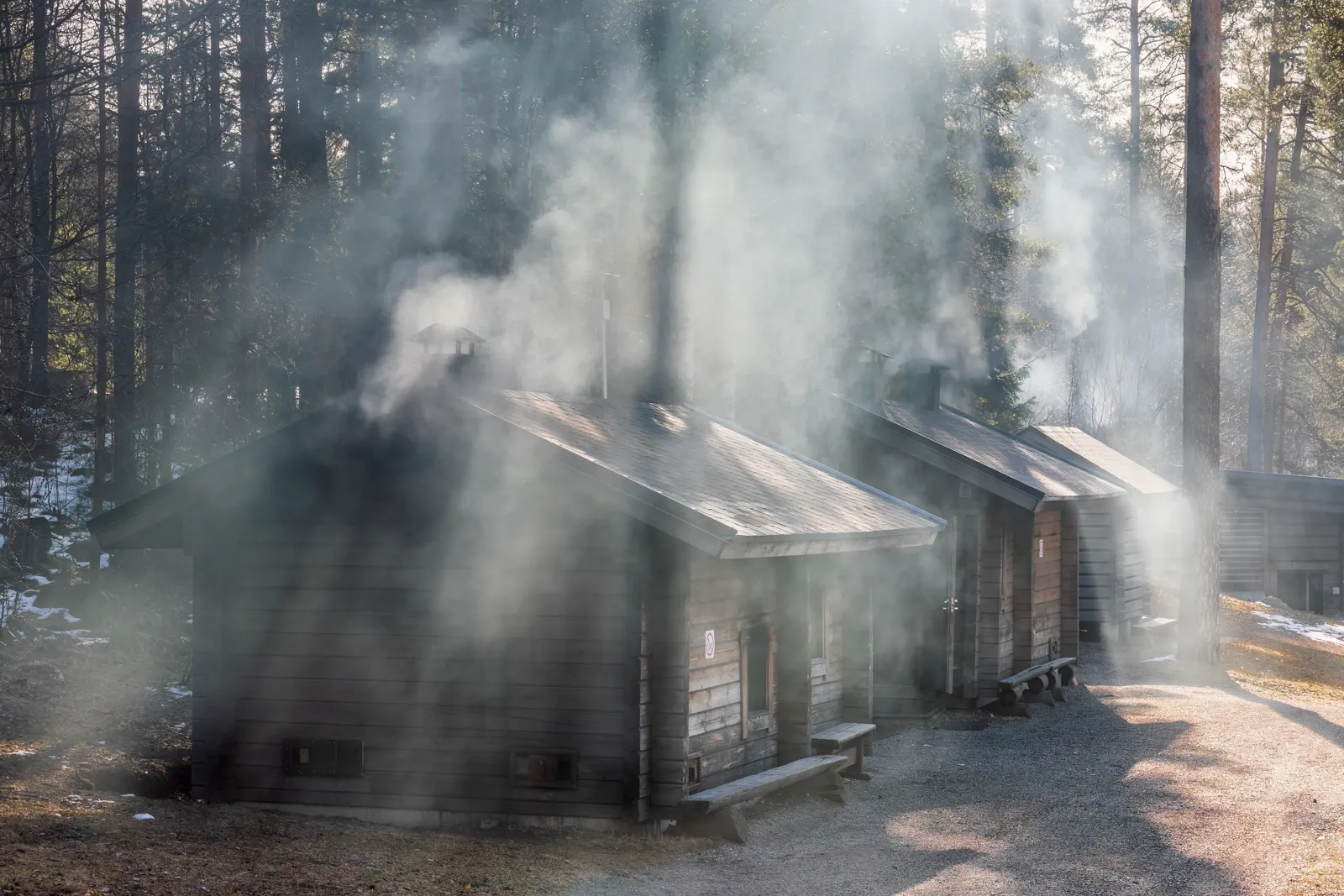 A smoke sauna in winter, Vantaa, Finland, April 2023 — the same tradition as the Russian chornaya banya. Photo: Wikimedia Commons