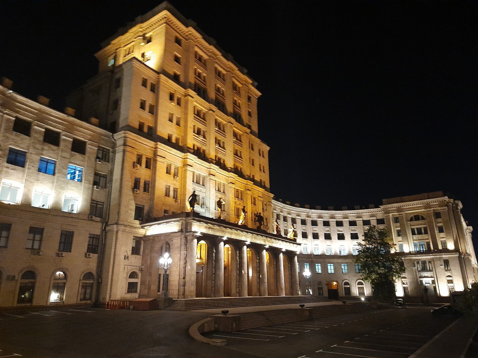 Main building of Bauman Moscow State Technical University at night