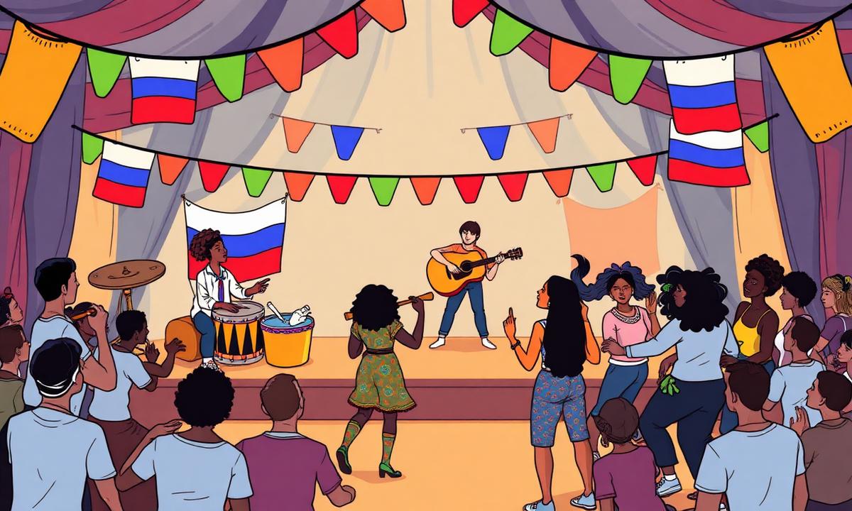 Festival cultural com performances russas e africanas