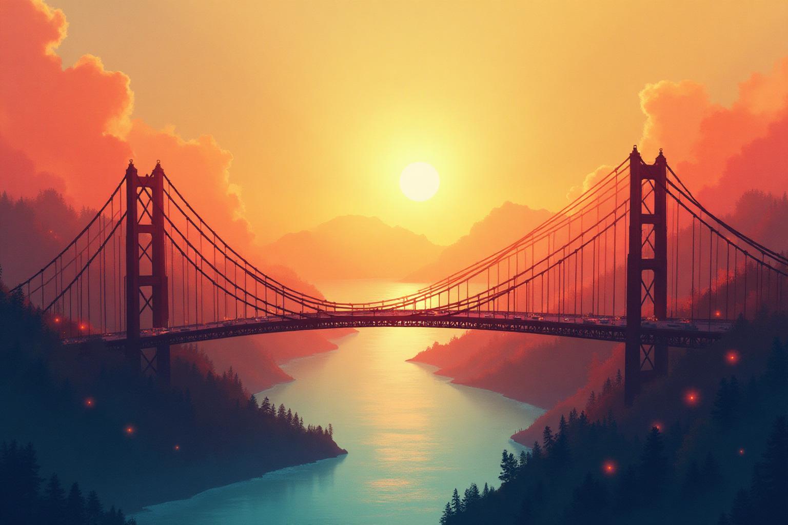 Concept de pont entre deux nations